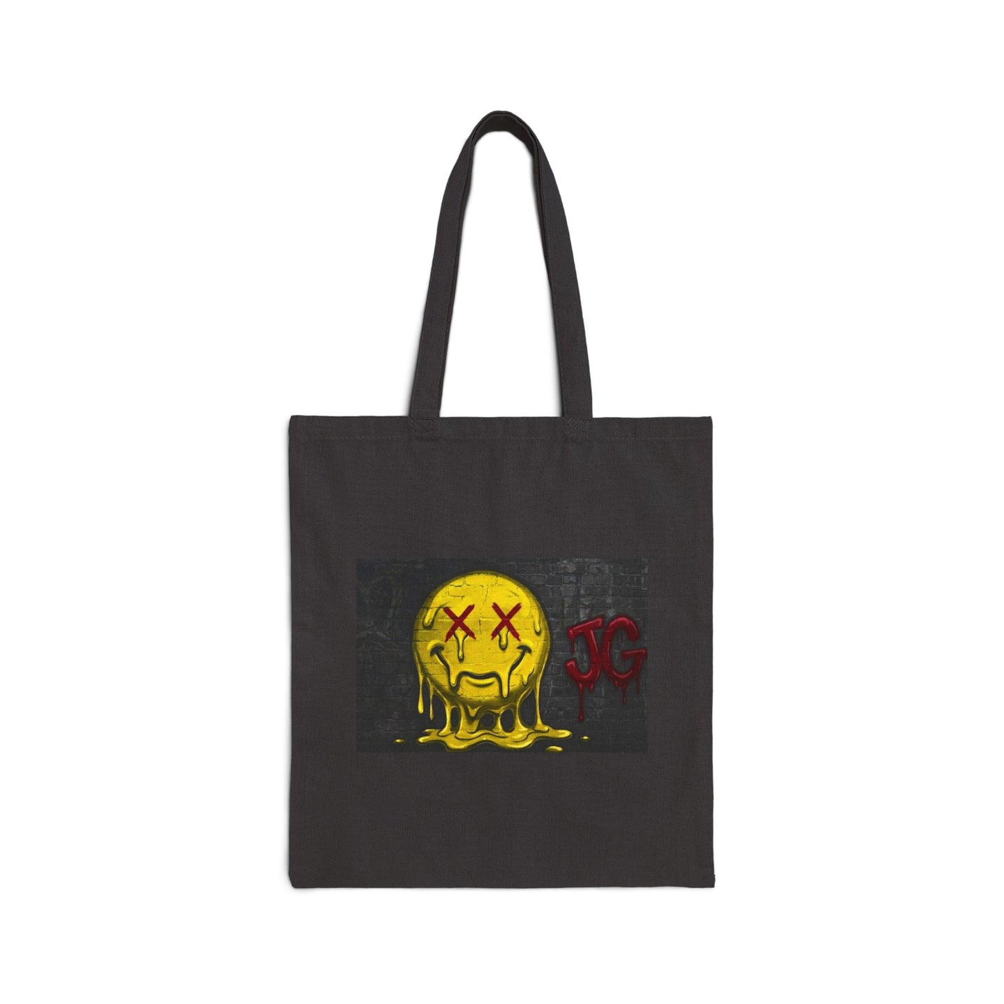 Melting Smiley Tote Bag — Edgy Grunge Canvas Shopper