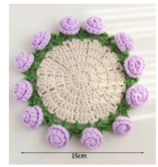 DIY Rose Crochet Coaster Kit – Handmade Flower Coaster Craft Set for Beginners