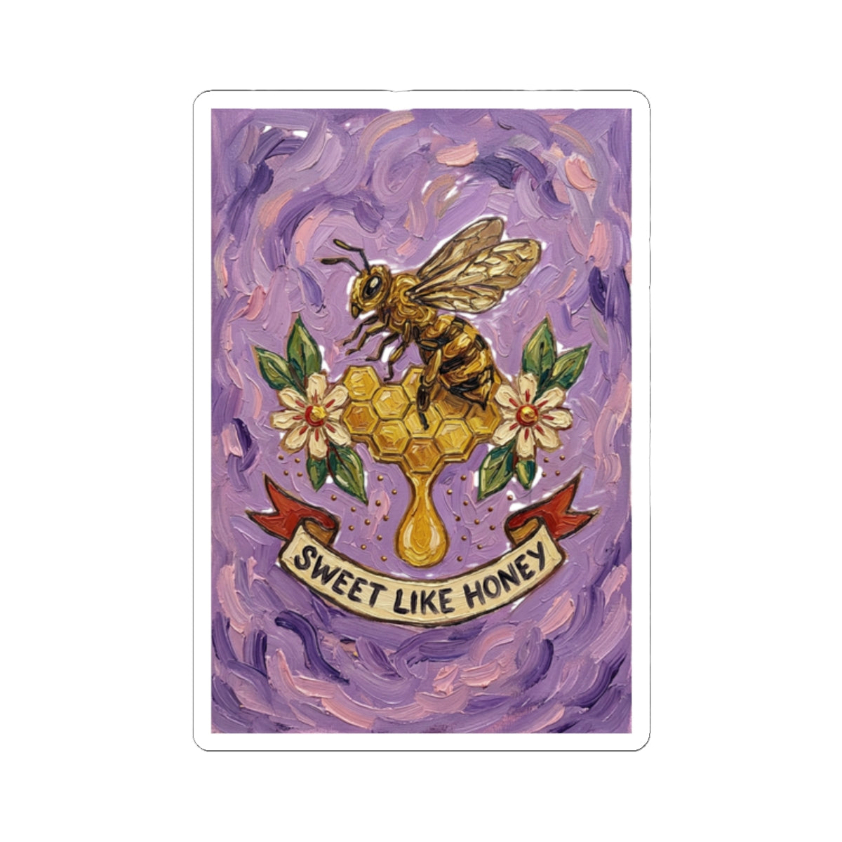 Sweet Like Honey Bee Sticker | Traditional Tattoo-Inspired, Floral Banner