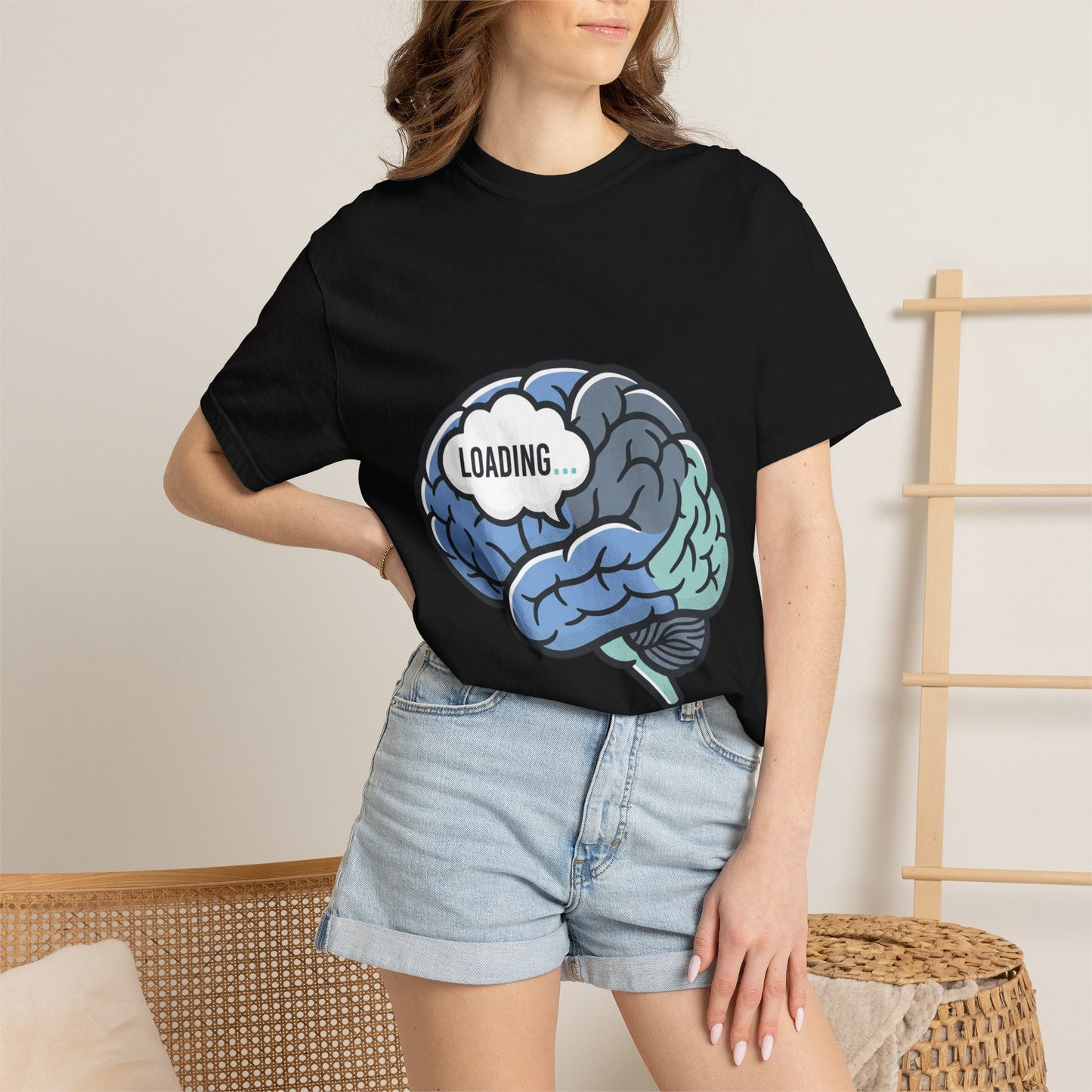 Loading Brain Graphic Tee — “Activate with a Cup of Coffee” Novelty T-Shirt