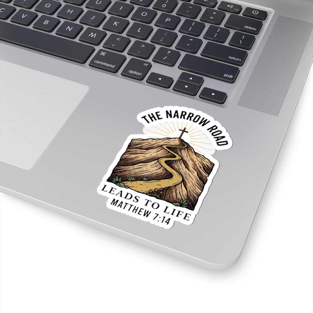 Narrow Road Matthew 7:14 Kiss-Cut Sticker | Christian Streetwear, Scripture