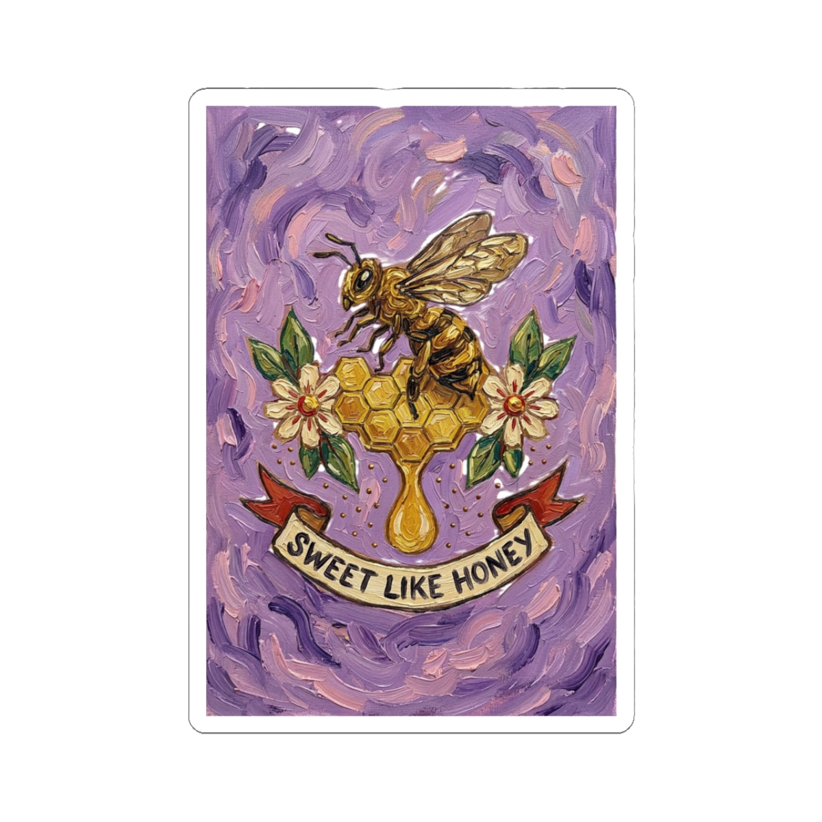 Sweet Like Honey Bee Sticker | Traditional Tattoo-Inspired, Floral Banner