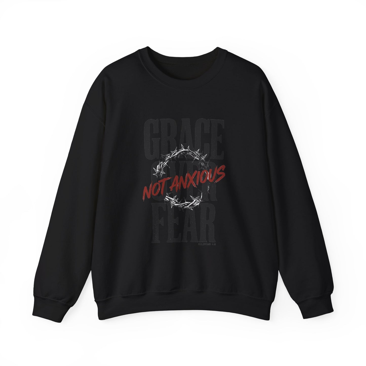 Grace Over Fear Sweatshirt | Christian Streetwear, Distressed Typography