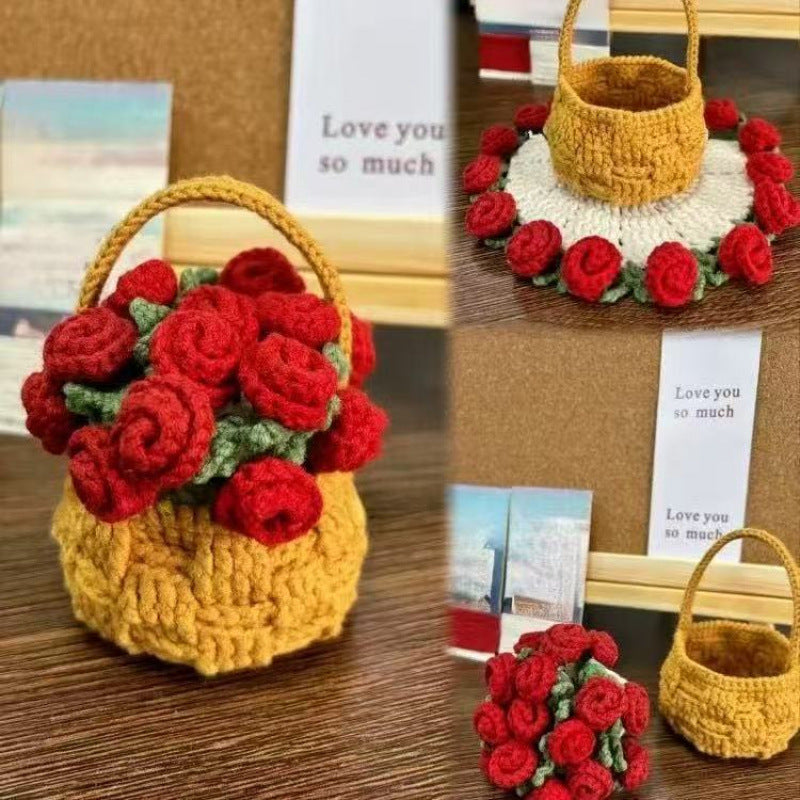DIY Rose Crochet Coaster Kit – Handmade Flower Coaster Craft Set for Beginners