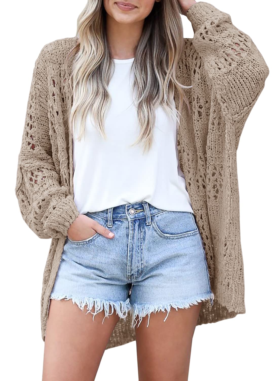 Dokotoo Lightweight Crochet Cardigan Sweater