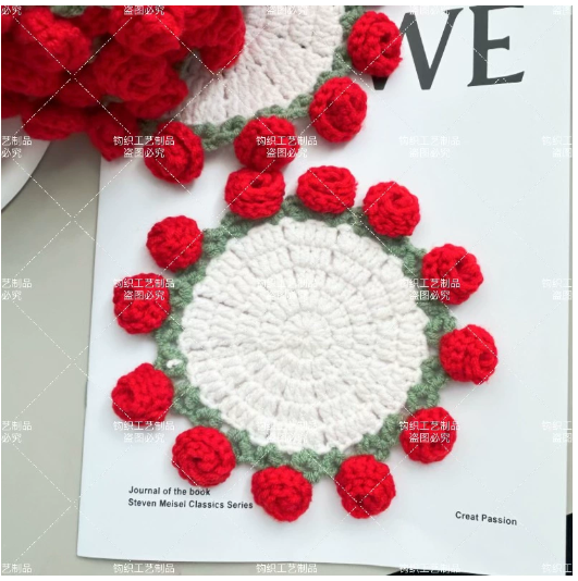 DIY Rose Crochet Coaster Kit – Handmade Flower Coaster Craft Set for Beginners